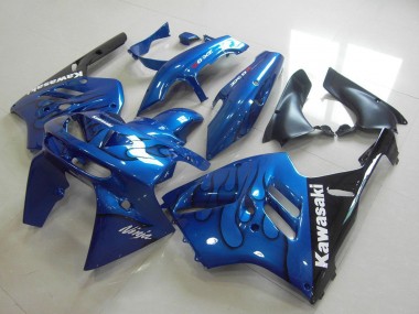 Shop 1994-1997 Kawasaki ZX9R Motorcycle Fairing - Blue Black Flame Canada