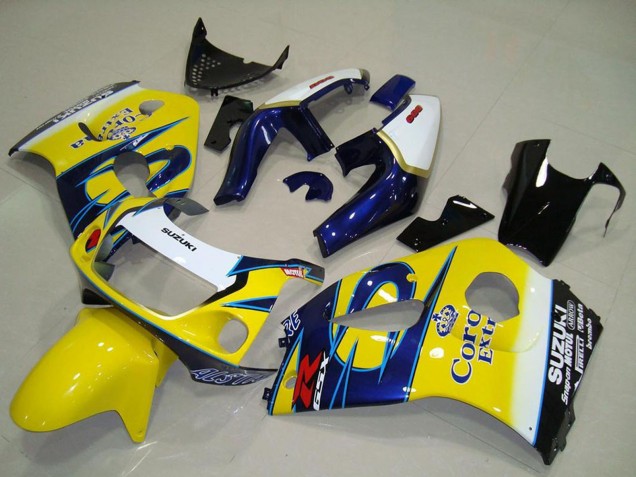 1996-2000 Suzuki GSXR 600 Motorcycle Fairings - White Yellow Blue Corona Canada