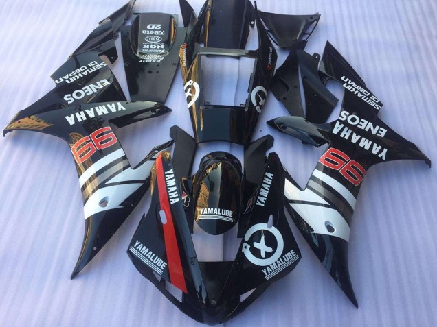 2002-2003 Yamaha YZF R1 Motorcycle Fairings - Glossy Black White Red Yamalube ENEOS Canada