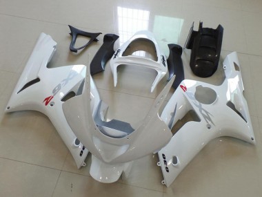 Shop 2003-2004 Kawasaki ZX6R Motorcycle Fairings - White with Silver Decals Canada