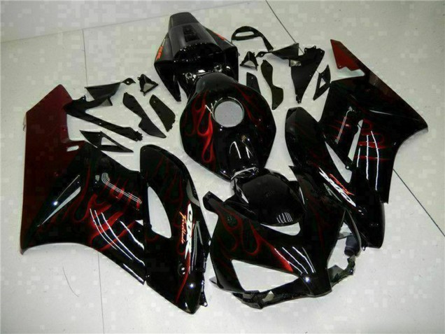 2004-2005 Honda CBR1000RR Motorcycle Fairings - Glossy Black Red Flame Canada