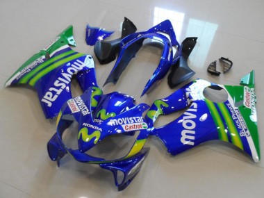 Shop 2004-2007 Honda CBR600 F4i Motorcycle Fairings - Blue Green MoviStar Castrol Canada