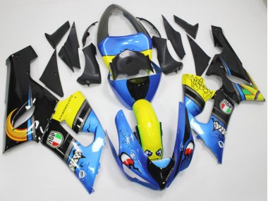 Shop 2005-2006 Kawasaki ZX6R Motorcycle Fairings - Blue Yellow Black Shark Canada