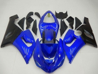 Shop 2005-2006 Kawasaki ZX6R Motorcycle Fairings - Blue Matte Black Canada