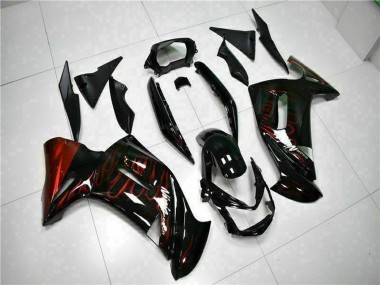 Shop 2006-2008 Kawasaki EX650 Motorcycle Fairings - Glossy Black Red Flame Canada