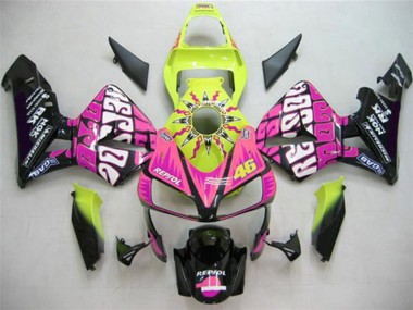 Shop 2003-2004 Honda CBR600RR Motorcycle Fairings - Yellow Pink Glossy Black Valentino Rossi Canada