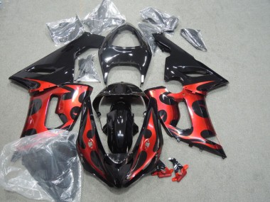Shop 2005-2006 Kawasaki ZX6R Motorcycle Fairings - Glossy Black Red Canada