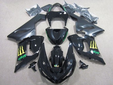 Shop 2005-2006 Kawasaki ZX6R Motorcycle Fairing - Glossy Black Yellow Monster Canada