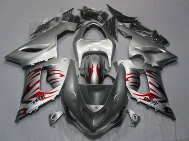 Shop 2005-2006 Kawasaki ZX6R Motorcycle Fairings - Silver Red Flame Ninja Canada