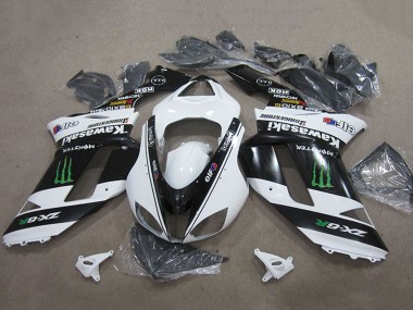 Shop 2007-2008 Kawasaki ZX6R Motorcycle Fairings - Black White Monster Canada