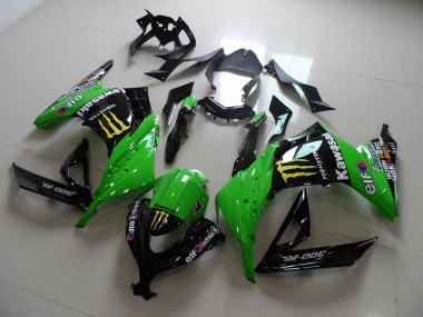 Shop 2013-2018 Kawasaki ZX300R Motorcycle Fairings - Green Glossy Black Yellow Elf Touch4 Monster Canada