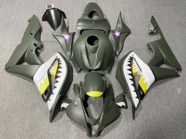 Shop 2007-2008 Honda CBR600RR Motorcycle Fairings - Army Green White Yellow Shark Canada