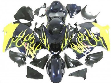 Shop 1996-2007 Suzuki GSXR 1300 Motorcycle Fairings - Glossy Black Yellow Flame Canada