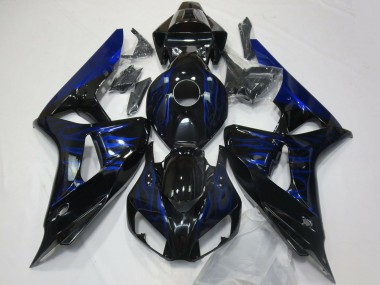 Shop 2006-2007 Honda CBR1000RR Motorcycle Fairings - Glossy Black Blue Flame Canada