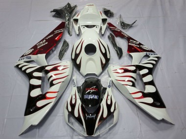 Shop 2006-2007 Honda CBR1000RR Motorcycle Fairings - White Red Glossy Black Flame Canada