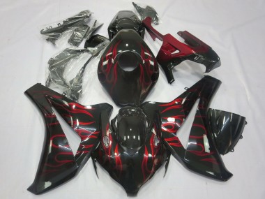 Shop 2008-2011 Honda CBR1000RR Motorcycle Fairings - Glossy Black Red Flame Canada