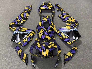 Shop 2003-2004 Honda CBR600RR Motorcycle Fairings - Purple Yellow Camouflage Shark Canada