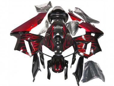 Shop 2005-2006 Honda CBR600RR Motorcycle Fairings - Glossy Black Red Flame Canada