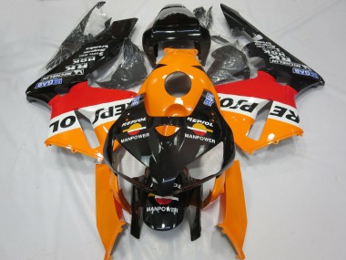 Shop 2005-2006 Honda CBR600RR Motorcycle Fairings - Orange White Red Glossy Black Repsol Man Power Canada