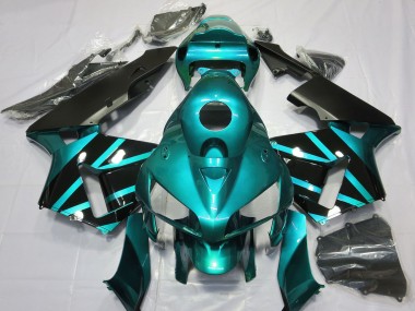 Shop 2005-2006 Honda CBR600RR Motorcycle Fairings - Teal Glossy Black Design Canada