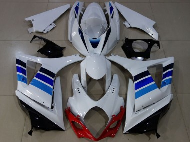 Shop 2007-2008 Suzuki GSXR 1000 Motorcycle Fairings - White Blue OEM Style Canada