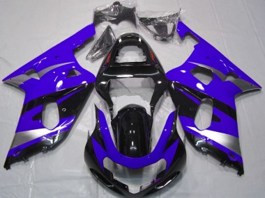 Shop 2001-2003 Suzuki GSXR 600 / GSXR 750 Motorcycle Fairings - Blue Silver Glossy Black OEM Style Canada