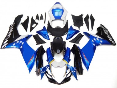 Shop 2011-2024 Suzuki GSXR 600 / GSXR 750 Motorcycle Fairings - Blue Style with Red Stars Canada