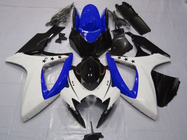 Shop 2006-2007 Suzuki GSXR 600 / GSXR 750 Motorcycle Fairings - White Blue Glossy Black Star Canada