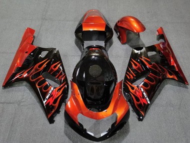 Shop 2001-2003 Suzuki GSXR 600 / GSXR 750 Motorcycle Fairings - Glossy Black Orange Flame Canada