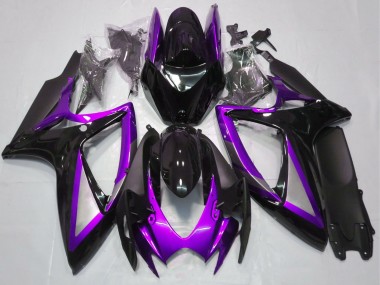 Shop 2006-2007 Suzuki GSXR 600 / GSXR 750 Motorcycle Fairings - Purple Glossy Black Matte Black Canada
