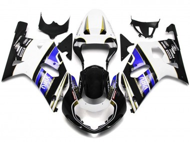 Shop 2001-2003 Suzuki GSXR 600 / GSXR 750 Motorcycle Fairings - White Blue Glossy Black Viru Style Canada