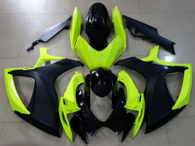 Shop 2006-2007 Suzuki GSXR 600 / GSXR 750 Motorcycle Fairings - Neon Yellow Glossy Black Matte Black Canada