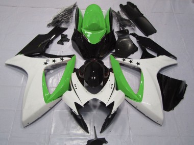 Shop 2006-2007 Suzuki GSXR 600 / GSXR 750 Motorcycle Fairings - Green White Glossy Black Star Canada