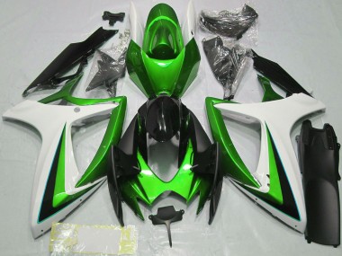 Shop 2006-2007 Suzuki GSXR 600 / GSXR 750 Motorcycle Fairings - Green White Glossy Black Canada