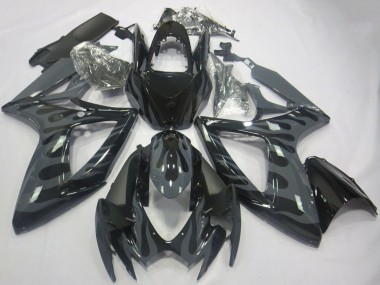 Shop 2006-2007 Suzuki GSXR 600 / GSXR 750 Motorcycle Fairings - Grey Black Flame Canada