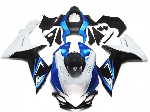2011-2024 Suzuki GSXR 600 / GSXR 750 Motorcycle Fairings - White Light Blue Glossy Black Canada