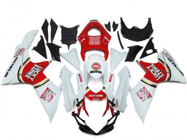 Shop 2011-2024 Suzuki GSXR 600 / GSXR 750 Motorcycle Fairings - White Red Motul Lucky Strike Canada