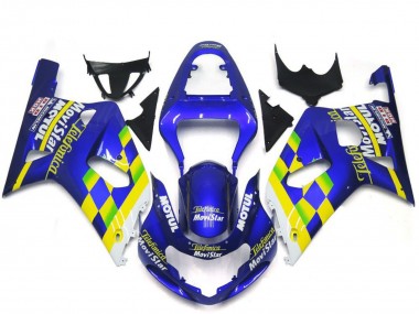 Shop 2001-2003 Suzuki GSXR 600 / GSXR 750 Motorcycle Fairings - Blue Yellow Green White MoviStar Canada
