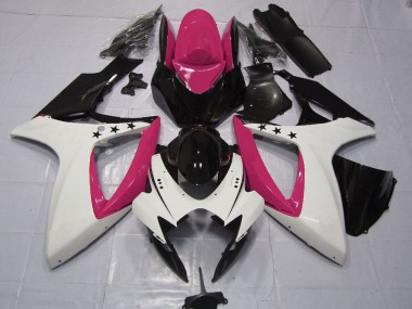 Shop 2006-2007 Suzuki GSXR 600 / GSXR 750 Motorcycle Fairings - Pink White Glossy Black Star Canada