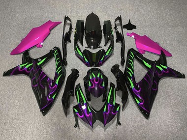 Shop 2008-2010 Suzuki GSXR 600 / GSXR 750 Motorcycle Fairings - Glossy black Pink Purple Green Flame Canada