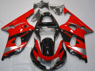Shop 2001-2003 Suzuki GSXR 600 / GSXR 750 Motorcycle Fairings - Red Silver Glossy Black OEM Style Canada