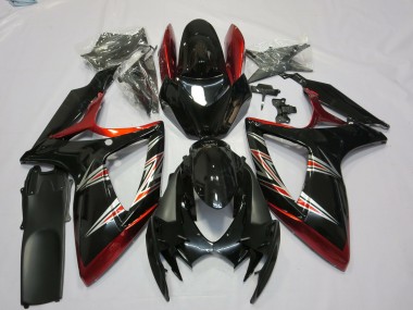 Shop 2006-2007 Suzuki GSXR 600 / GSXR 750 Motorcycle Fairings - Red Glossy Black Canada