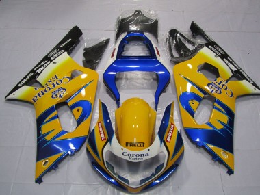 Shop 2001-2003 Suzuki GSXR 600 / GSXR 750 Motorcycle Fairings - Yellow Blue White Corona Motul Canada