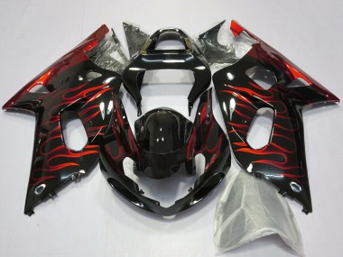 Shop 2001-2003 Suzuki GSXR 600 / GSXR 750 Motorcycle Fairings - Glossy Black Red Flame Canada