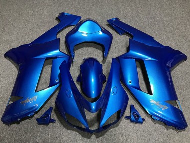 Shop 2007-2008 Kawasaki ZX6R Motorcycle Fairings - Glossy Blue Chrome Logo Canada