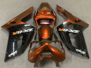 Shop 2003-2004 Kawasaki ZX6R Motorcycle Fairings - Orange Glossy Black Canada