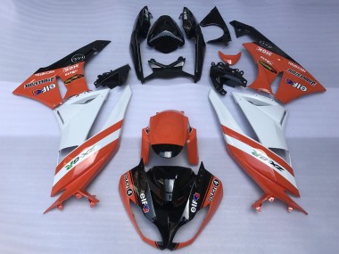 Shop 2009-2012 Kawasaki ZX6R Motorcycle Fairings - Orange White Glossy Black Elf Touch4 Bridgestone Canada