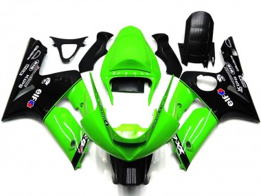 Shop 2003-2004 Kawasaki ZX6R Motorcycle Fairings - Green Glossy Black Elf Silkolene Canada