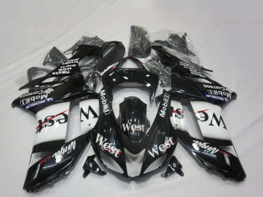 Shop 2007-2008 Kawasaki ZX6R Motorcycle Fairings - Glossy Black White West Canada