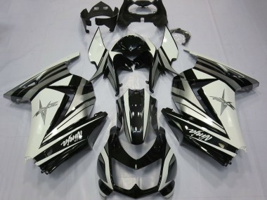 Shop 2008-2012 Kawasaki Ninja 250 Motorcycle Fairings - White Silver Star Glossy Black Canada